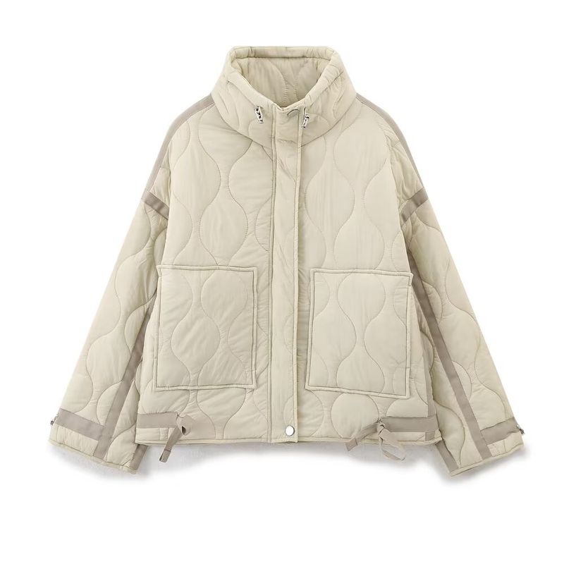Cappotto imbottito TRAF ZR Nuovo in Capispalla Fiocco Beige Corto Parka da neve Elegante Cappotto da donna di lusso Cappotti invernali caldi da donna_voghion.com