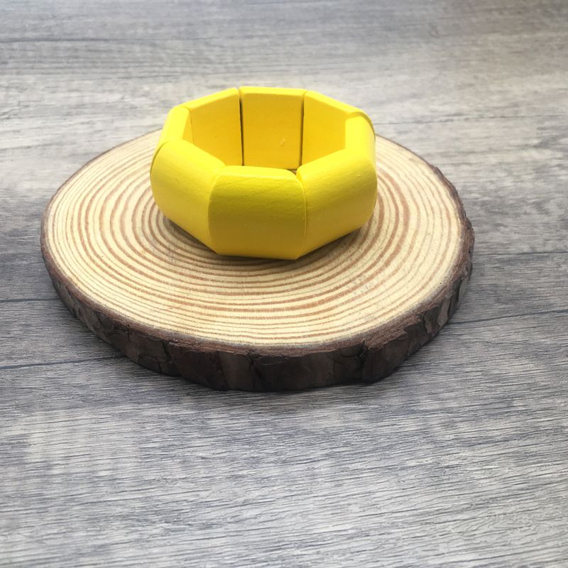 New Hot-Selling Block Wide Elastic Geometric Wooden Bracelet For Women_voghion.com