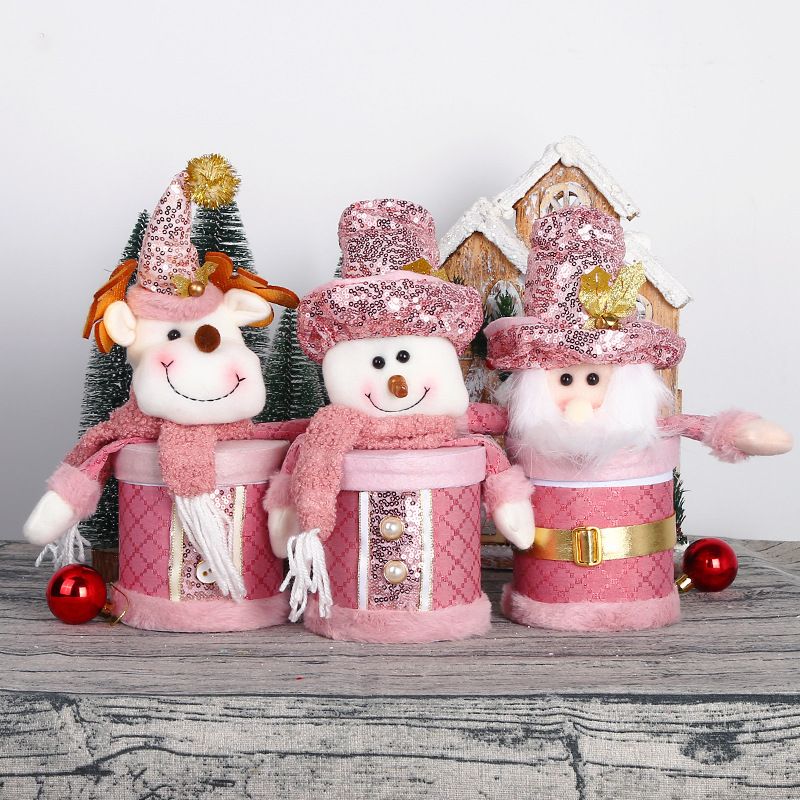 Kalėdų Senelis Sniego senelis saldainių vaikiška dėžutė Kalėdų rožinės spalvos dovanų maišelio priedai_voghion.com