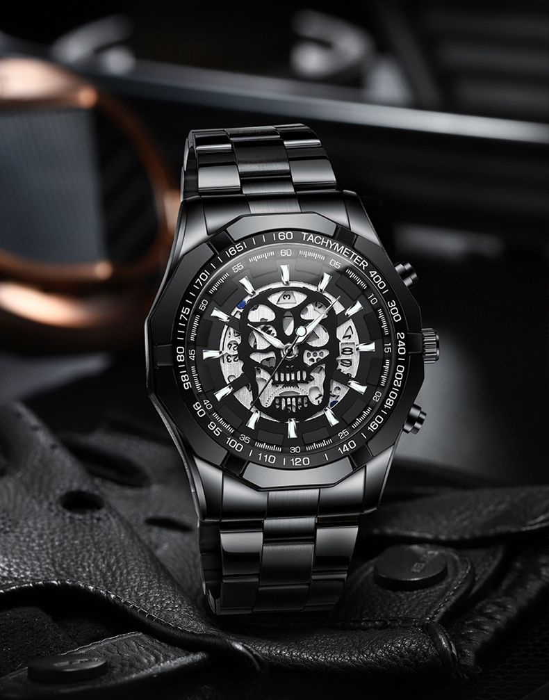 Mens Watches Top Brand Luxury Stainless Steel Waterproof Hollow Out Blue Big Male Wristwatches Relogio Masculino_voghion.com