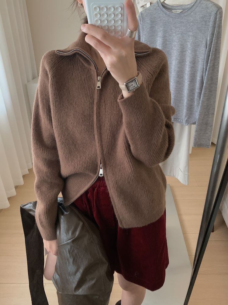 Herbst und Winter dicke doppelköpfige Reißverschluss High Neck Pullover Stehkragen Wolljacke_voghion.com