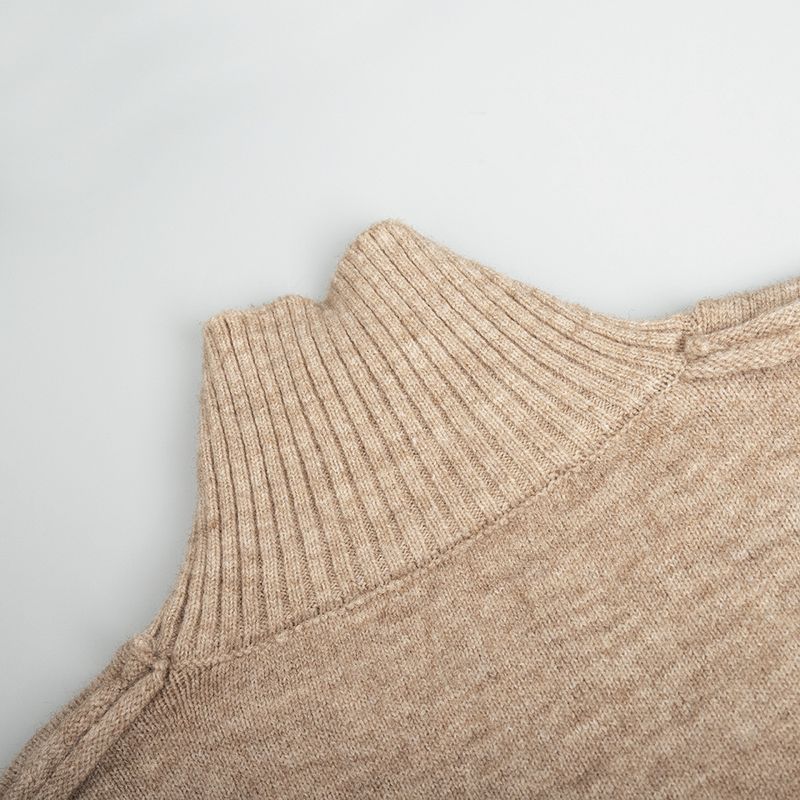 Abbigliamento da donna, completo con maglione a collo alto, nuovo, casual, largo, pigro, pantaloni lavorati a maglia ispessiti_voghion.com