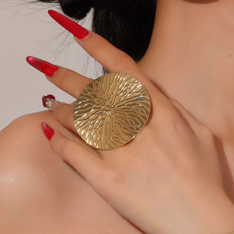 Schmuckset, Goldschmuckset, Damenschmuckset, personalisiertes Schmuckset mit schlichtem, rundem Muster, Ring, Ohrringe, Armband-Accessoires_voghion.com