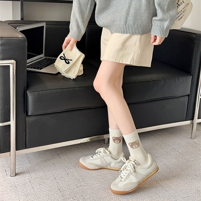 Women's & Men's Cotton Crew Socks With Bow Knots & Cute Animal Prints - Soft, Breathable & Comfortable For All Seasons Color Dot Socks_voghion.com