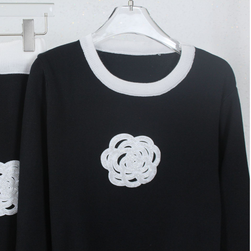 Damenbekleidung zweiteiliger Rundhalsausschnitt, lässig, faul, pendelnd, kleiner Duft_voghion.com