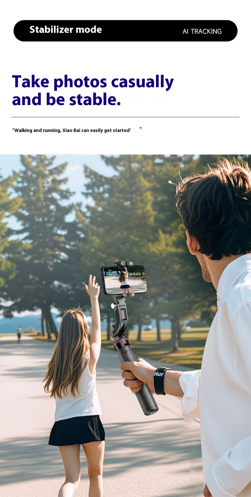 New Follow-up Anti-shake Gimbal Mobile Phone Selfie Stick, Fully Automatic Photo Artifact, Bluetooth Connection, Anti-shake Retractable_voghion.com