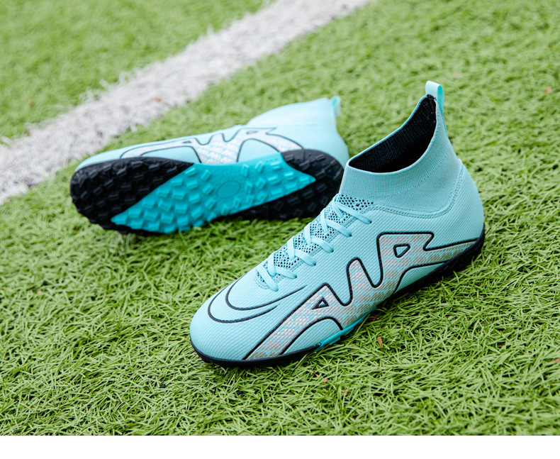 High-Top-Fußballschuh für Jungen und Mädchen, TF, gebrochener Kunstrasen, AG-Nagellederfuß, Jugend-Studenten-Trainingsschuhe_voghion.com