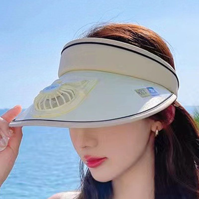 USB Rechargeable Fan Hat With UPF50+ Sun Protection - Unisex Outdoor Cooling Visor For Summer Lightweight Breathable Sun Hat With Built-in Fan_voghion.com