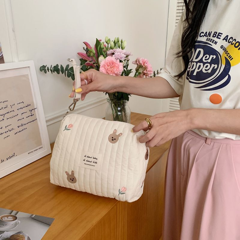 Ins Bavlněná taška na přebalování do kočárku Závěsná taška Dětské zboží Organizér na plenky Caddy Taška na zip Roztomilé ženy taška na make-up děti_voghion.com