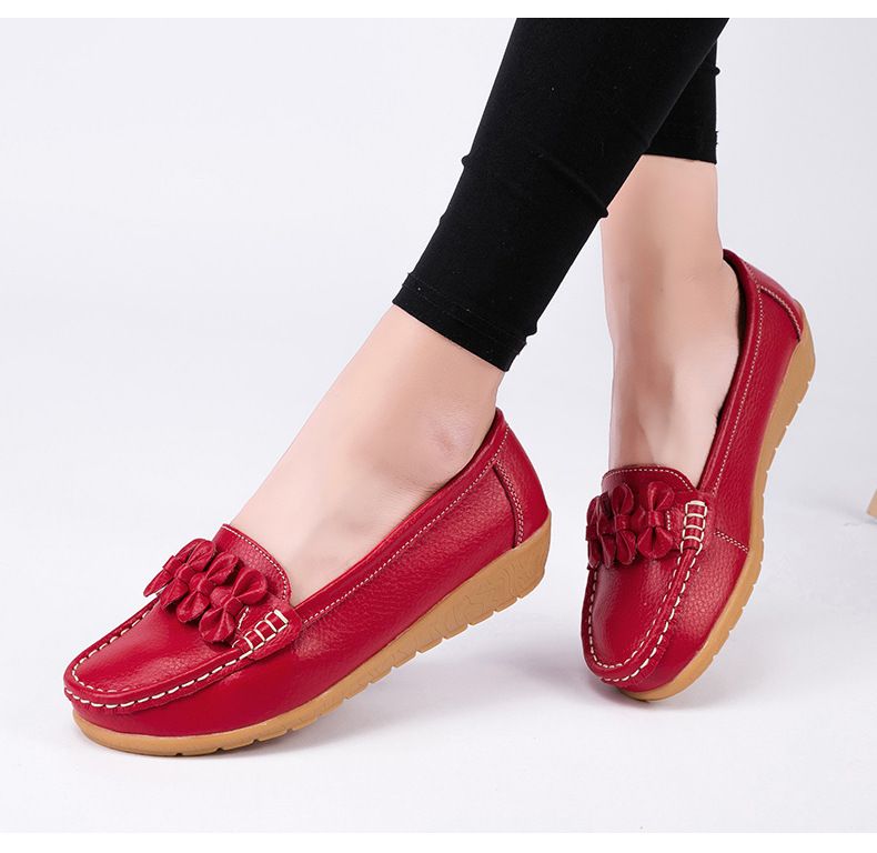 New Nurse Shoes Casual Flat Women's Shoes Bean Shoes Beef Tendon Sole Hollowed Out Single Shoes Women_voghion.com