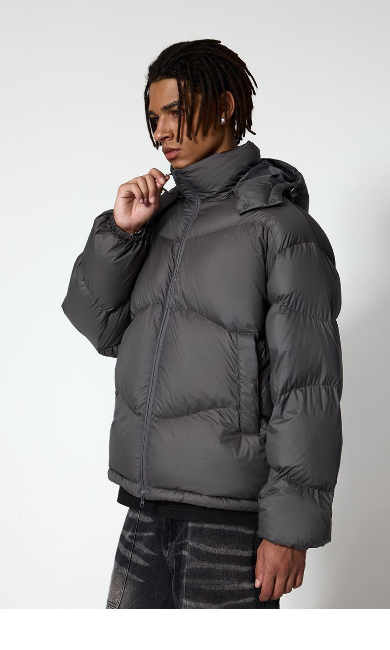 Männerkleeder liicht a portabel Puff Daunenjacke trendy Mark Hierscht a Wanter nei Samt effen Faarf Kapuzenjacke fir Männer_voghion.com