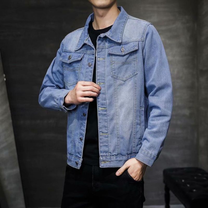 Men's Denim Jacket Men's Korean Version Slim Fit Spring Autumn Loose Jacket Denim Top_voghion.com
