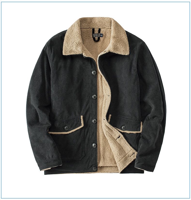 Men's Plus-Size Corduroy Winter Jacket – Lambswool-Lined Thick Coat For Cold Weather_voghion.com