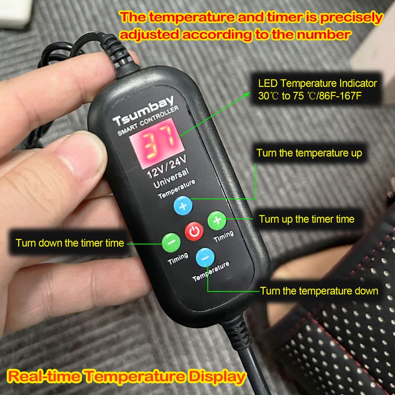 Coprisedile riscaldato per auto in pelle PU con telecomando integrato, 12 V 24 V, universale, riscaldatore, cuscino invernale freddo, nero_voghion.com