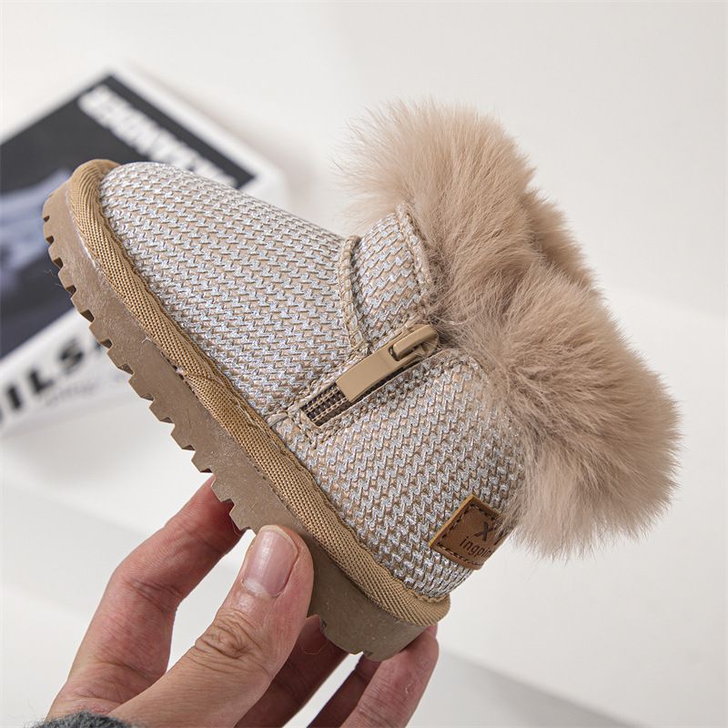 Kinder Schuhe Winter Mädchen Pelzigen Schnee Stiefel Prinzessin Dicke Warme Baumwolle Stiefel_voghion.com