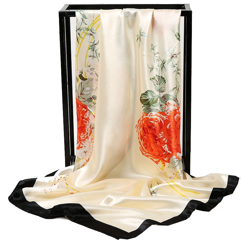 Sonderangebot: Hangzhou Satin 90 cm großer quadratischer Seidenschal für Damen, vielseitig einsetzbar, dünner Schal für Frühling und Herbst, ideal zum Sonnenbaden_voghion.com