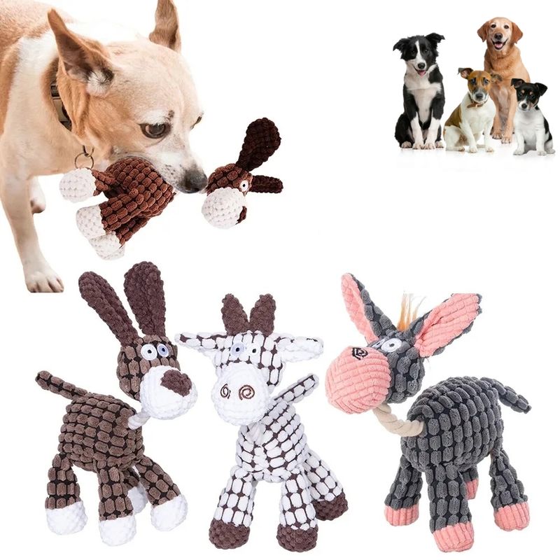 Plush Donkey, Toy, Bite-Resistant Teeth Toy With BB Bark, Squeaky Toys For Dogs, Pet Supplies, Dog Accessories By PawParty Store_voghion.com
