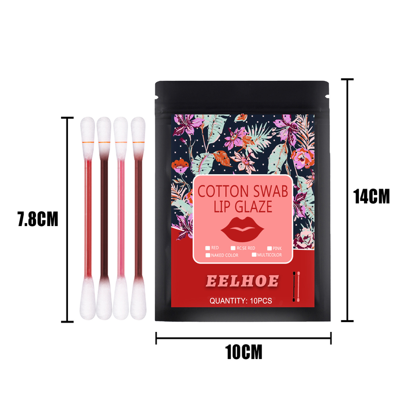 EELHOE cotton swab lip glaze cotton swab lipstick moisturizing non-stick cup portable lip brush dye lip liquid disposable lipstick liquid_voghion.com