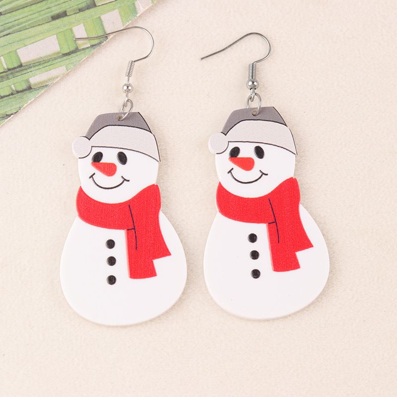 Cartoon Series Acrylic Snowman Cup Flower Personalized Wine Bottle Earrings Jewelry For Women_voghion.com