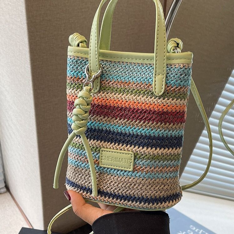 Borsa da spiaggia in paglia bohémien per donna, estate 2024, nuova moda, tracolla, portatile, intrecciata, per telefono_voghion.com