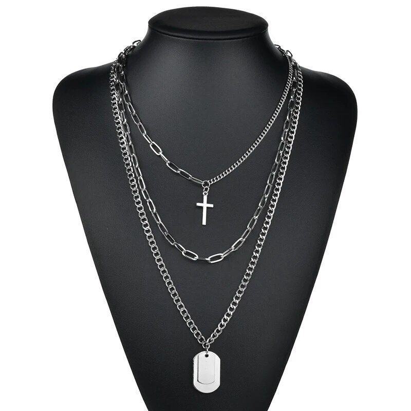 Klaar voorraad schattige eenvoudige ketting k slot hanger vrouwen zilver kleur mode goth sieraden feest punk maxi collier lange ketting cadeau_voghion.com