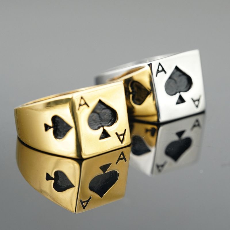 Moda Nuovo Vintage Lucky Poker Anelli Aperti Regolabili per Donne Uomini Carte da Gioco Dito Anello in Acciaio Inox Festa di Moda_voghion.com
