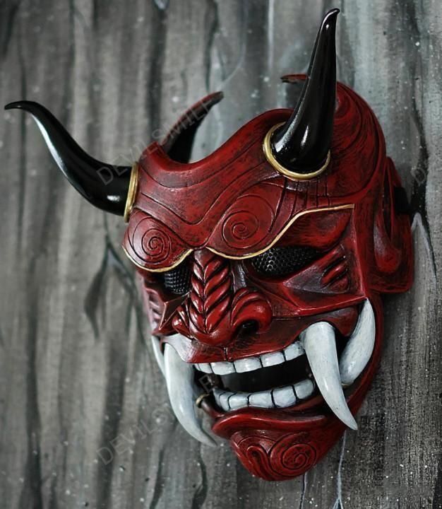 Cosplay Noh dramos dervos raudonojo vaiduoklio veido ilties kaukė Prajna Helovynas_voghion.com