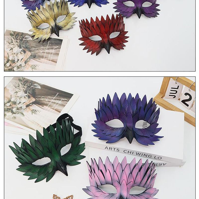 Halloween High-end Half-face Leather Feather Bird Beak Masquerade Party Mask Costume Prop Bar Fun Adult Version_voghion.com