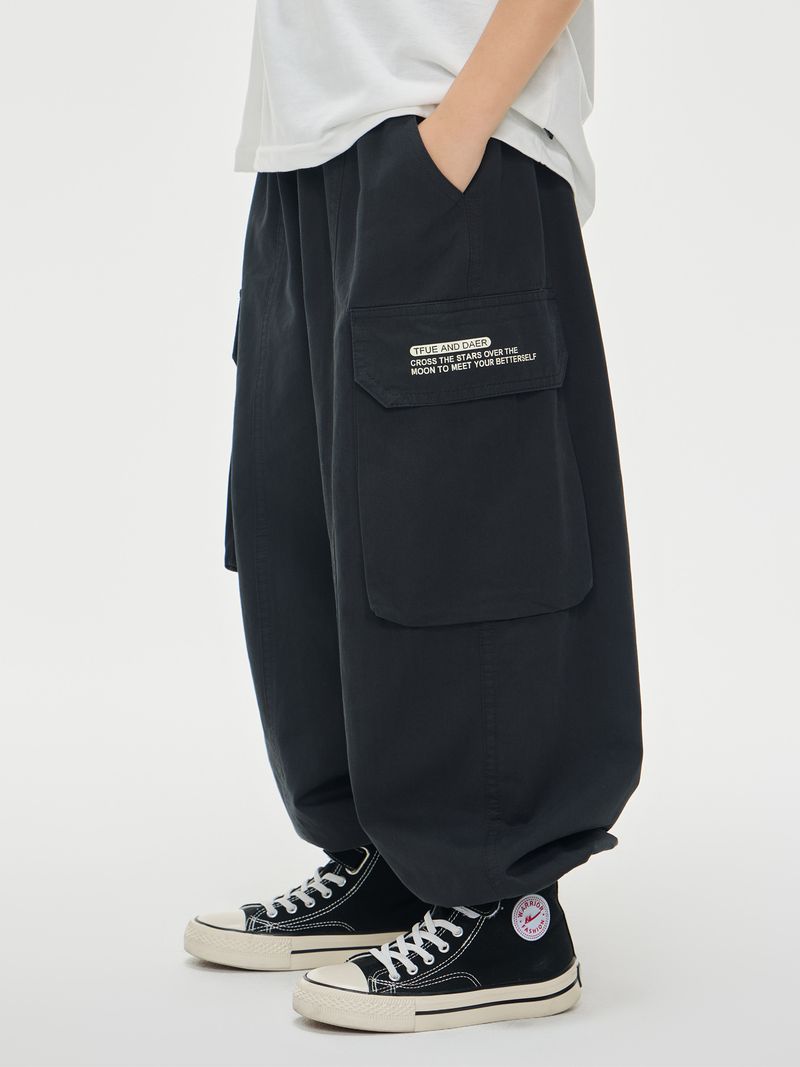 Kinderkleidung Buchstaben bedruckte Freizeithose mittlerer und großer Overall_voghion.com