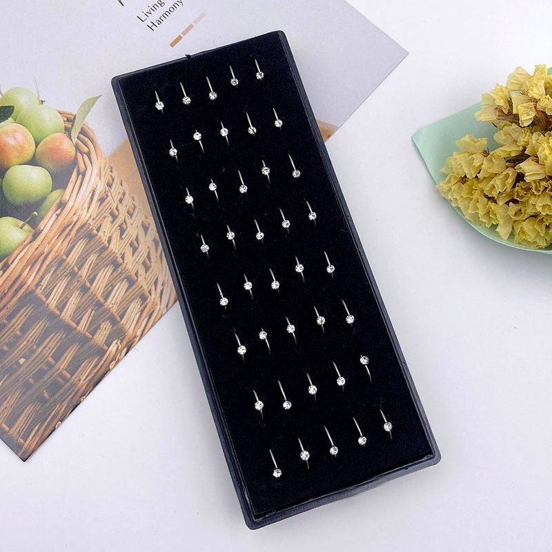 Set da 40/60 pezzi, alla moda, in cristallo, a forma di C, in acciaio inossidabile, multicolore, perno per naso, per donna, piercing al naso, anneau, nez._voghion.com