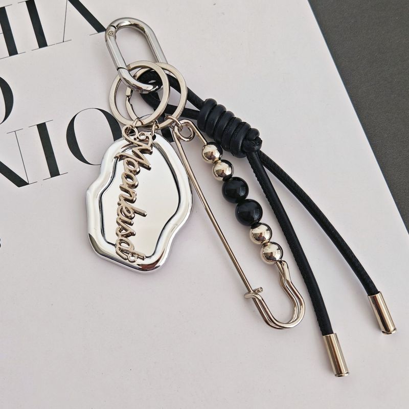 Ciondolo per borsa, ciondolo per borsa in metallo di alta qualità, forma irregolare, specchio per il trucco, corda in pelle, portachiavi di coppia_voghion.com