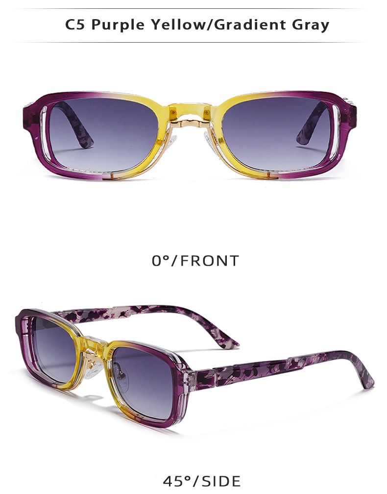 Retro Square Gradient Sunglasses - Classic Small Frame (Unisex UV Protection)_voghion.com