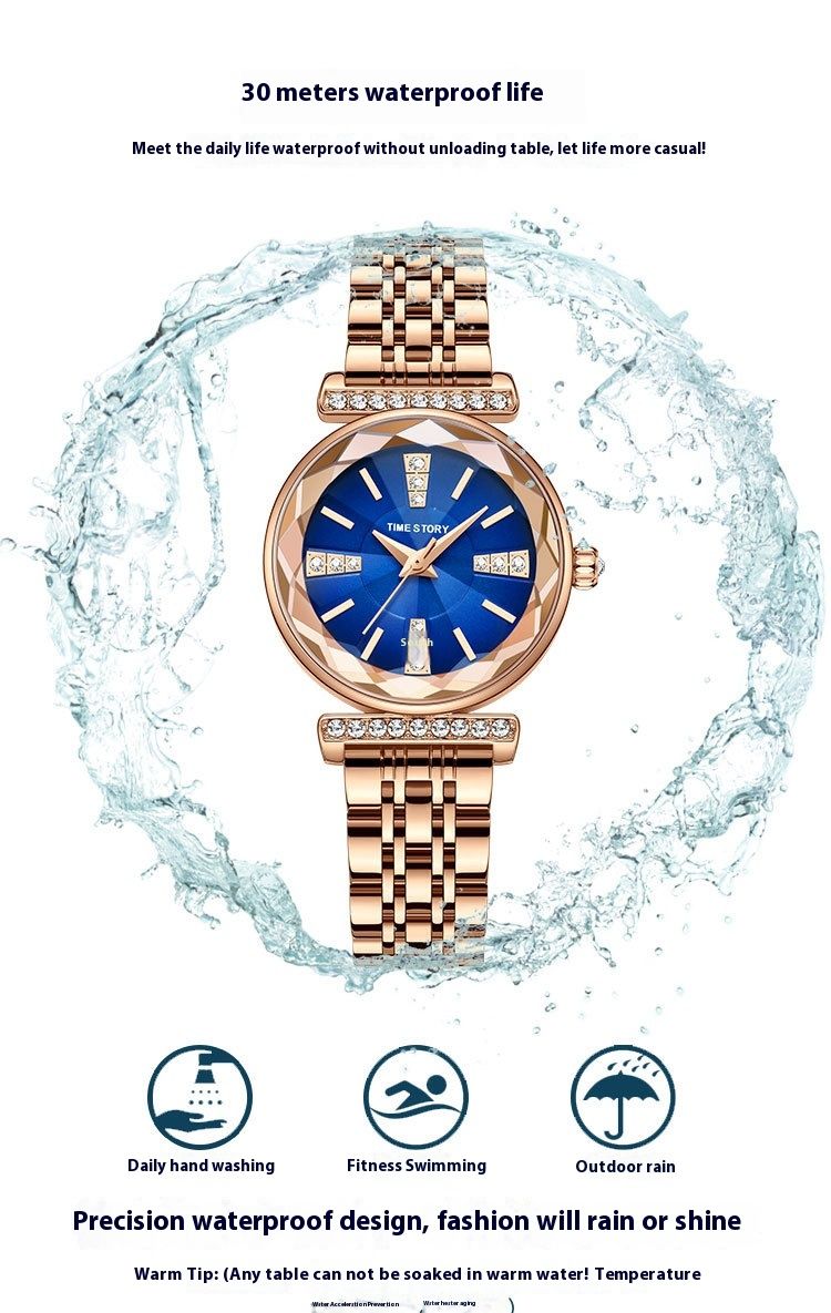 Orologio da donna al quarzo impermeabile con trasmissione in diretta, capelli lisci, cuore del mare, fabbrica di origine_voghion.com