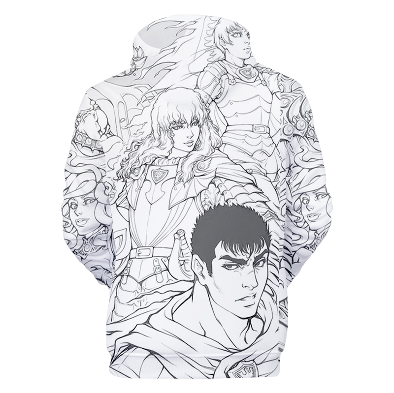 Felpe con cappuccio autunno 3D Comic Berserk Felpe da uomo Donna Pullover unisex Moda Felpa con cappuccio per bambini Casual Ragazzi Nero_voghion.com