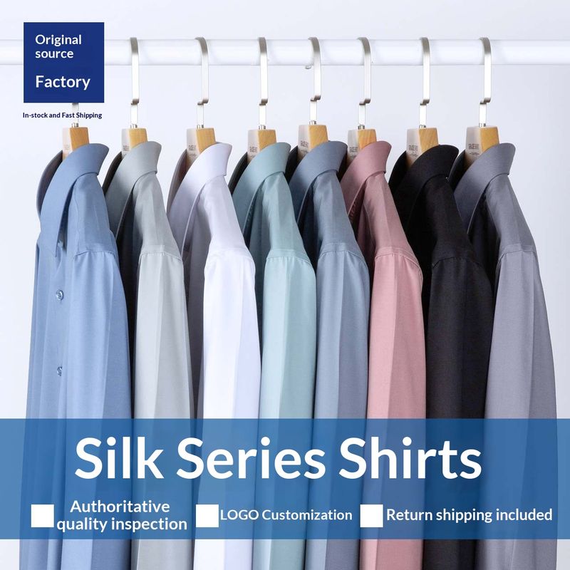 Pulse Pulse Herren Langarmhemd im Business-Stil für den Herbst, kühl, atmungsaktiv, aus Maulbeerseide, hochwertiges, bügelfreies weißes Hemd_voghion.com