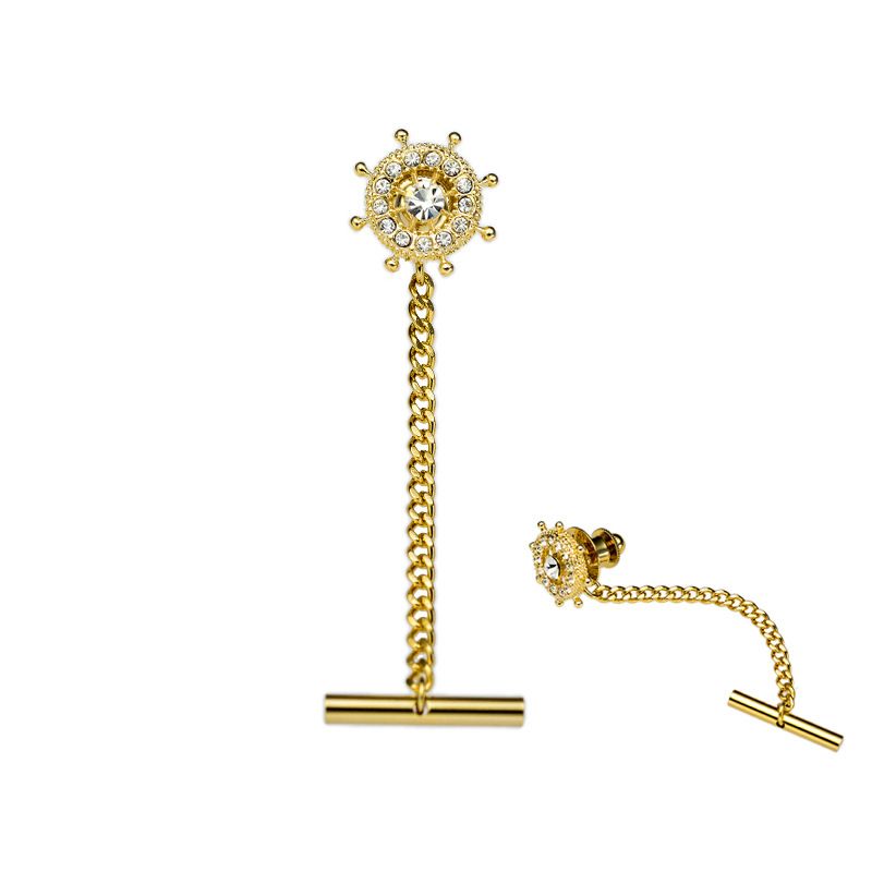 Herensieraden Kristallen Roer Kleine Stropdasspeld Gesp Stropdasspeld Met Kettingen Gouden Stropdasclip_voghion.com