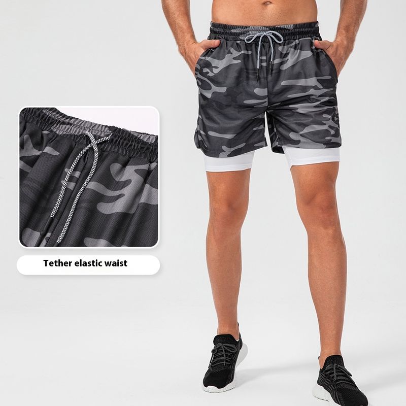 Nieuwe camouflagesportshorts voor heren, dubbellaagse sneldrogende hardloopbroek met meerdere zakken, trainings- en fitnesscapris_voghion.com