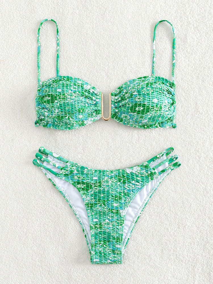 Neu Floral Mode Bikini Badeanzug Europäischen Und Amerikanischen Sexy U Förmigen Dreieck_voghion.com