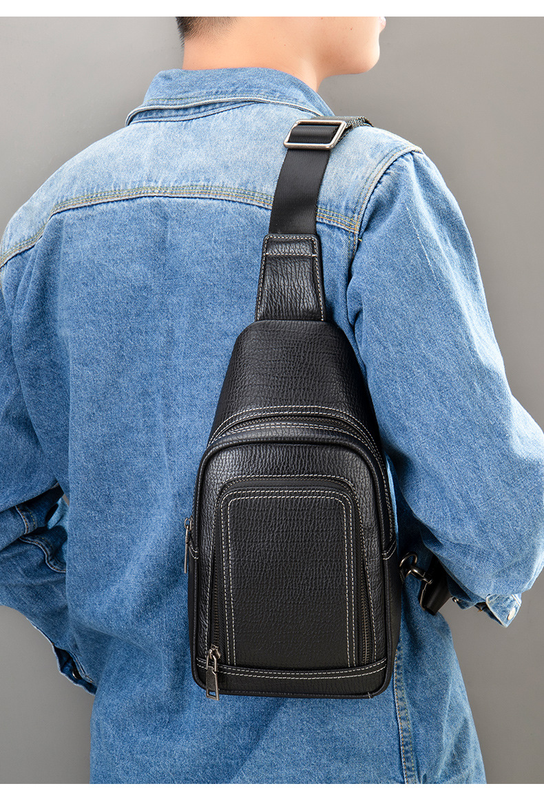 Malunte Large Capacity Genuine Leather Shoulder Car Sewn Men's Crossbody Chest Bag_voghion.com