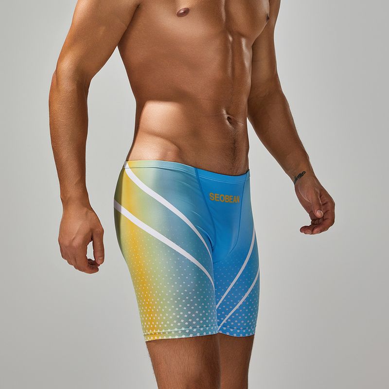 New Swimming Trunks Men's Low Waist Long Boxer Swimming Trunks Comfortable Hot Spring Pants Men's Swimsuit Wholesale_voghion.com