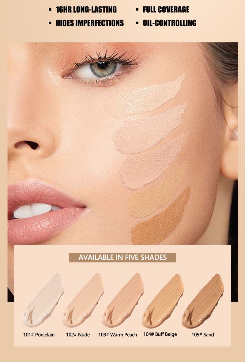 Anglicolor Long-Lasting Foundation – Oliecontrole & Volledige Dekking Vloeibare Make-up voor een Flawless, Natuurlijke Finish (tinten 101-105)_voghion.com