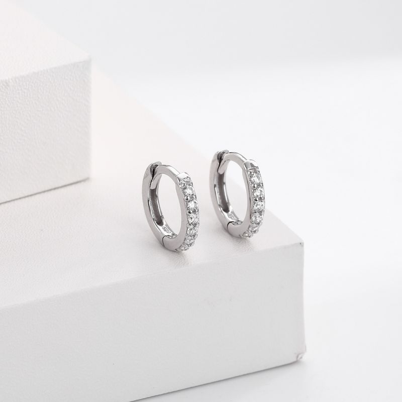 Damenschmuck, Sterlingsilber, mit Zirkonia besetzte Creolen – klassisches geometrisches Design, hypoallergen, Größen 5–9 mm, klassischer Ohrknochenverschluss_voghion.com