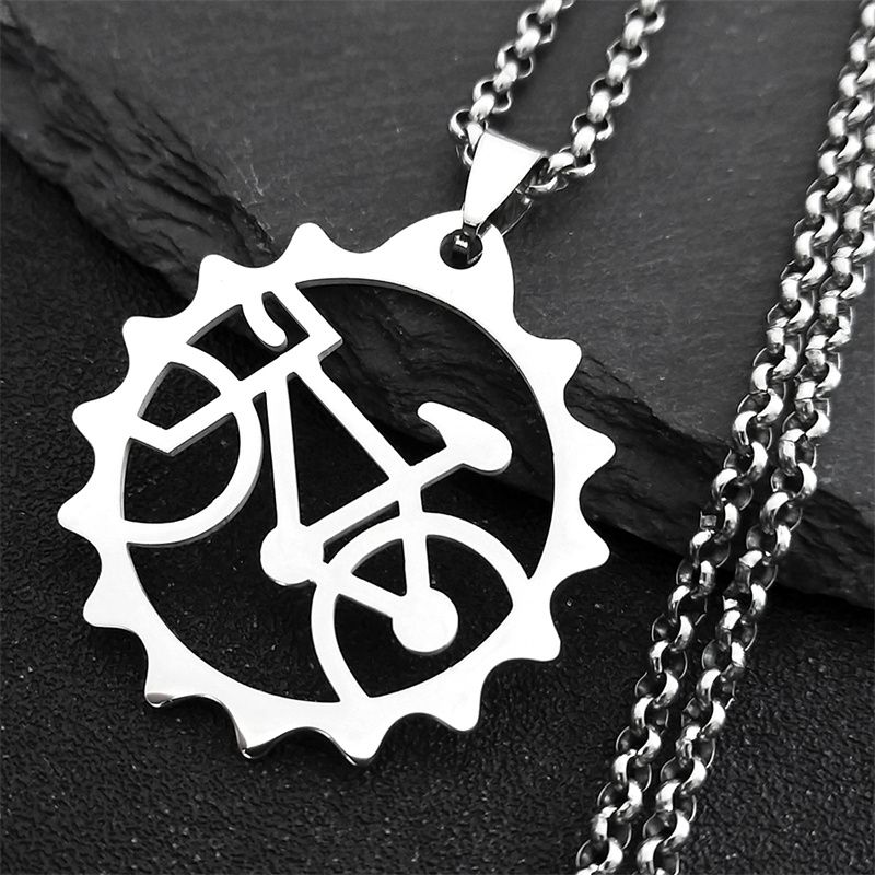 Moda Rowerowy Stalowy Wisiorek Naszyjnik dla Mężczyzn Kobiety Rower Cycg Łańcuch Opona Choker Naszyjnik Biżuteria pingente bicicleta_voghion.com