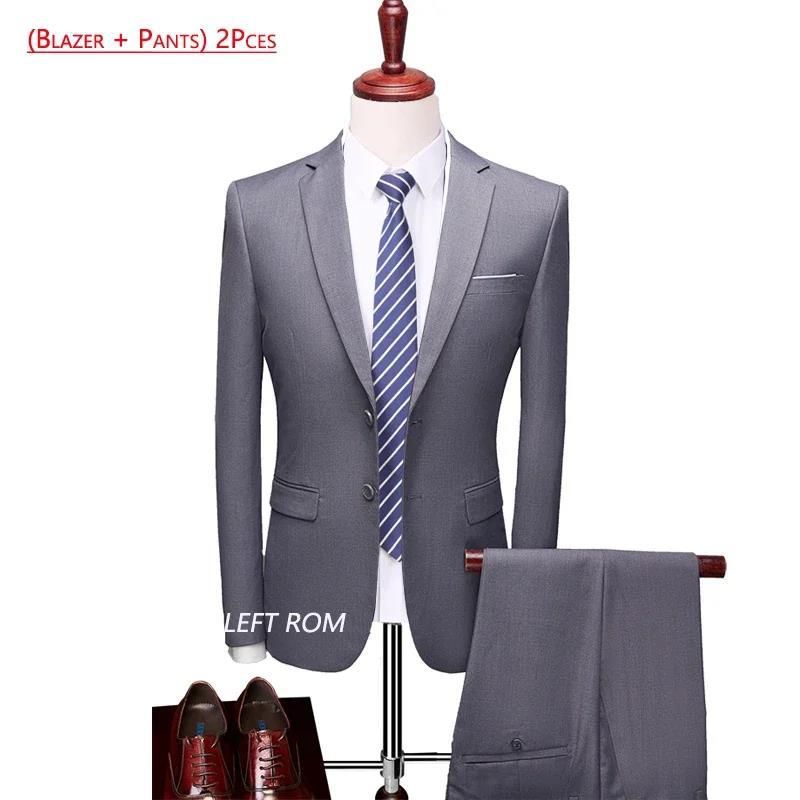 CT 2025 New Men's Solid Color Business Casual Suit Set Two-Piece Available Year-Round_voghion.com