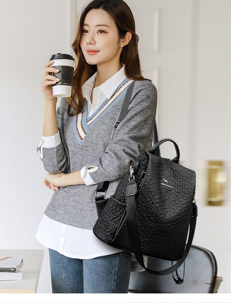 Women's Backpack Fashion Casual Middle-aged Large Capacity Soft Leather Backpack Travel Multi-functional Anti-theft Bag_voghion.com
