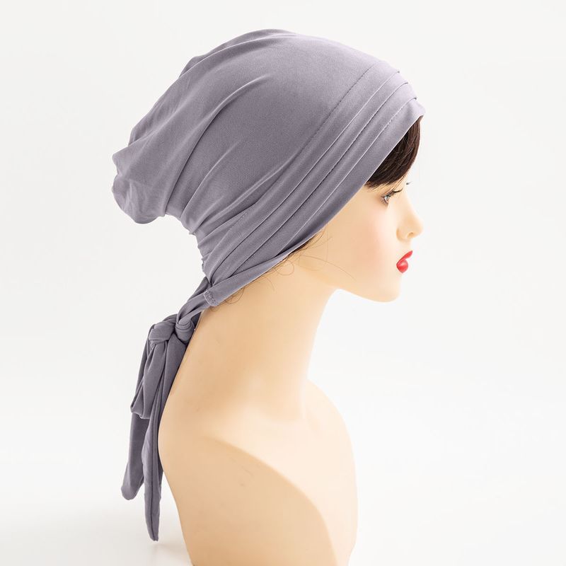 Cappello musulmano a forma di turbante a coda lunga a quattro strisce di canapa di cristallo di colore solido, cappello religioso streamer da donna_voghion.com