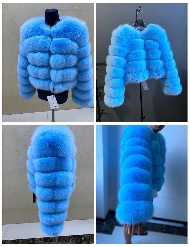 Luxury Fox Fur Coat Women's Winter Fashion Outerwear Short Jacket With Natural Fox Fur Trim, Elegant And Warm, Multiple Colors Available_voghion.com