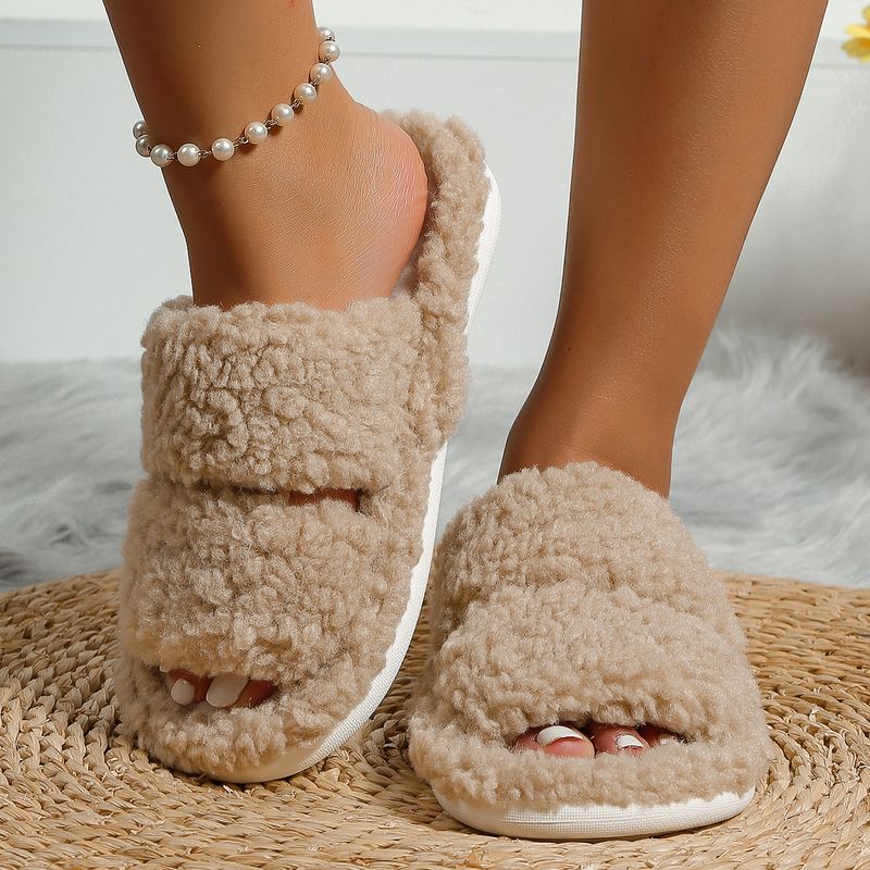 Women's winter plush warm home indoor non-slip furry slippers_voghion.com