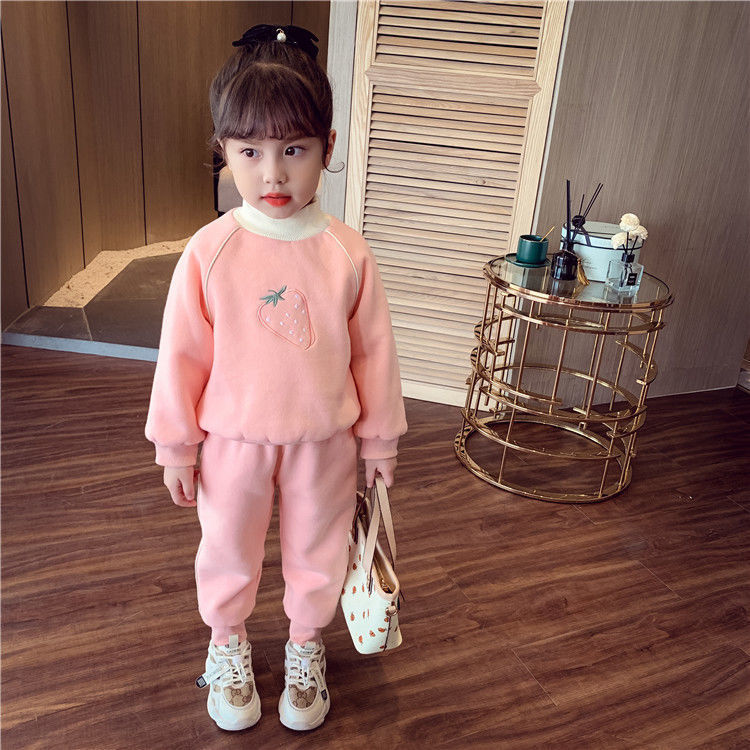 Pull épais en peluche pour filles de 2-5-7 ans, ensemble deux pièces, à la mode, pour petite fille, automne/hiver, nouvelle collection_voghion.com