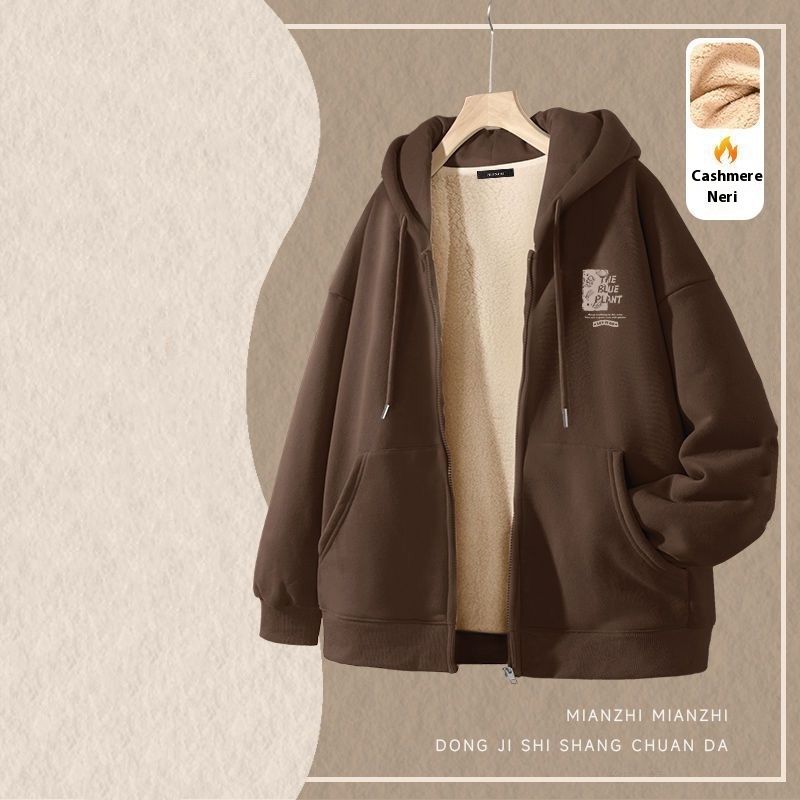 Chaqueta con capucha de marca de moda 2024 nueva ropa de invierno para mujer nicho de lana de cordero top cárdigan versátil 12_voghion.com